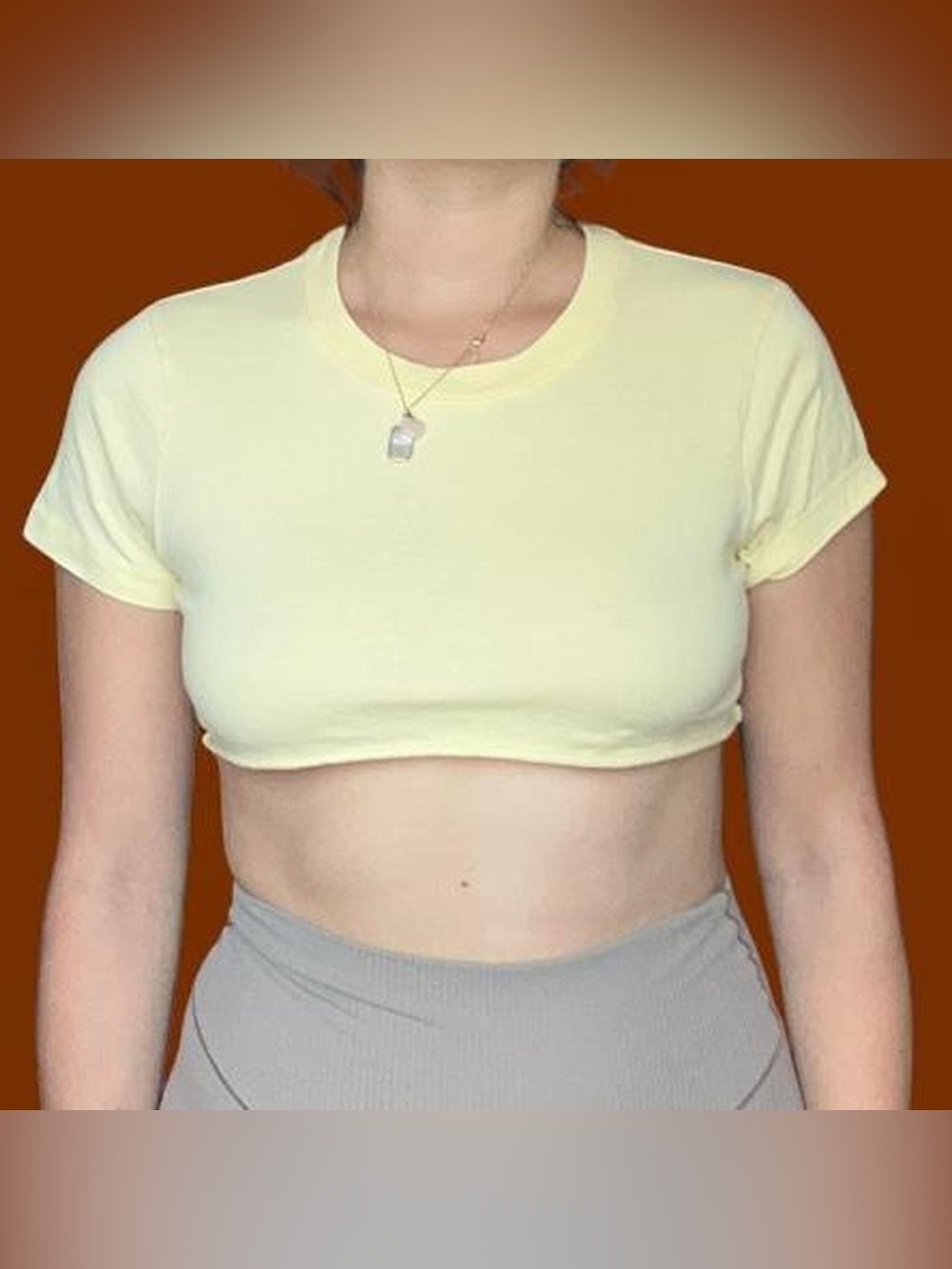 Cotton On Pale Yellow Crop Tee